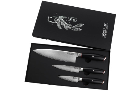 Coffret de couteaux Wusaki Fujiko Black 10CR 3 pièces - Universel + Chef + Office