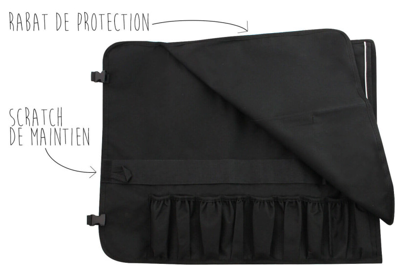 Trousse à couteaux Wusaki vide 9 emplacements + 2 poches