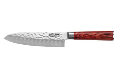 Couteau Wusaki Pakka X50 Santoku lame alvéolée 17cm