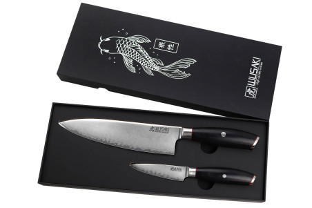 Coffret de couteaux Wusaki Fujiko Black 10CR 2 pièces - Chef + Office