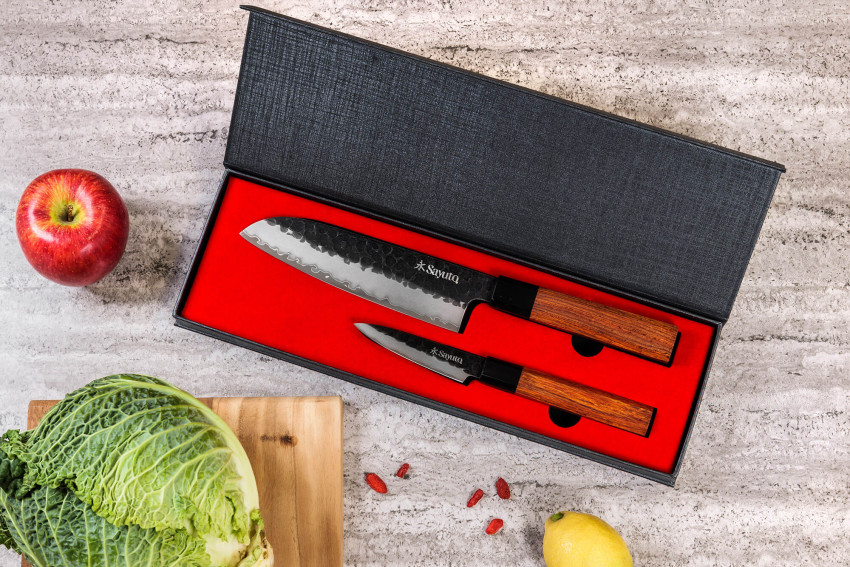 Coffret de couteaux Sayuto Sequoia San Mai 2 pièces - Santoku + Office