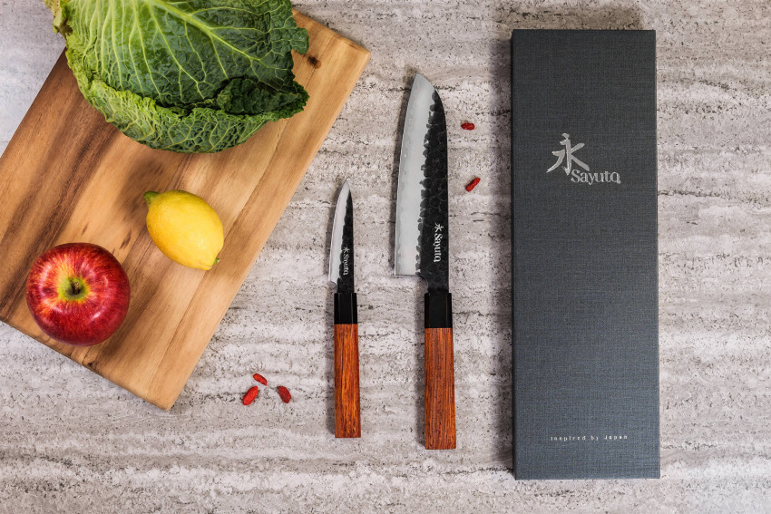 Coffret de couteaux Sayuto Sequoia San Mai 2 pièces - Santoku + Office
