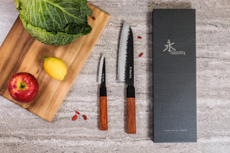 Coffret de couteaux Sayuto Sequoia San Mai 2 pièces - Santoku + Office