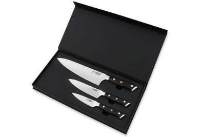 Coffret de couteaux Fukito Ebène X50 3 pièces - Chef + Universel + Office