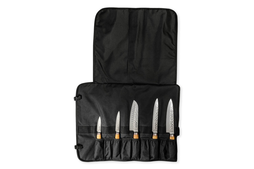 Mallette de couteaux de cuisine Wusaki Damas Olive 10CR - 5 pièces