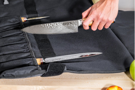 Mallette de couteaux de cuisine Wusaki Damas Olive 10CR - 5 pièces