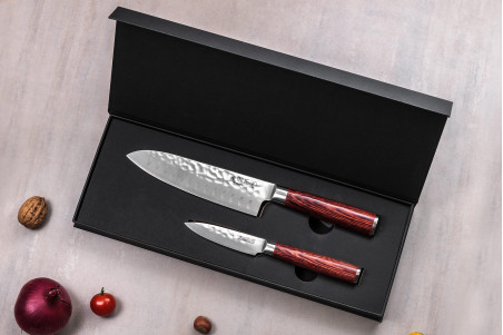 Coffret de couteaux Wusaki Pakka X50 2 pièces - Santoku + Office