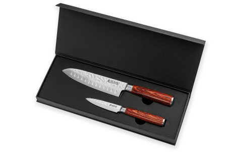 Coffret de couteaux Wusaki Pakka X50 2 pièces - Santoku + Office