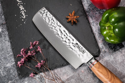 Couteau Wusaki Damas Olive 10CR Nakiri 17cm 2