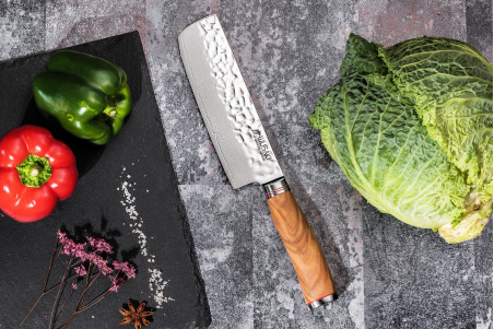 Couteau Wusaki Damas Olive 10CR Nakiri 17cm