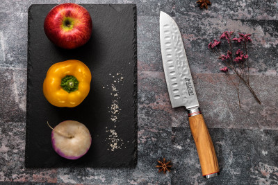 Couteau Wusaki Damas Olive 10CR Santoku 20cm 2