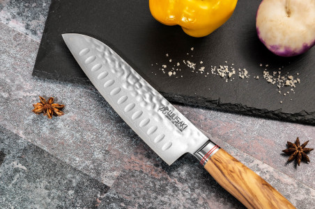Couteau Wusaki Damas Olive 10CR Santoku 20cm