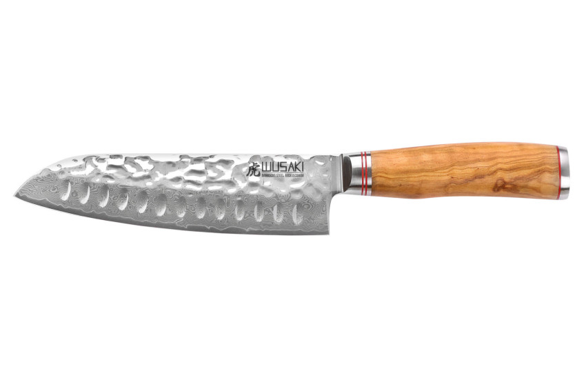 Couteau Wusaki Damas Olive 10CR Santoku 20cm