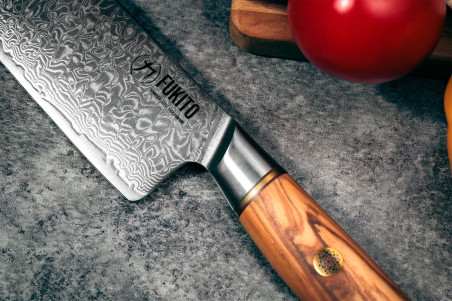 Couteau Fukito Olive Damas 14Cr 73 couches Nakiri 17cm