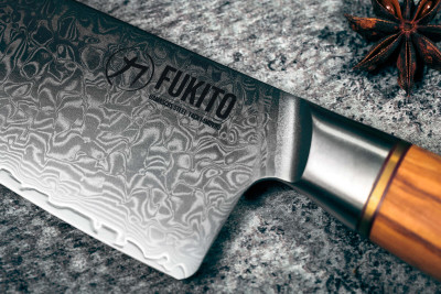 Couteau Fukito Olive Damas 14Cr 73 couches Chef 21cm 2