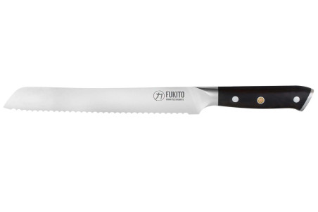 Couteau Fukito Ebène X50 Pain lame crantée 23cm