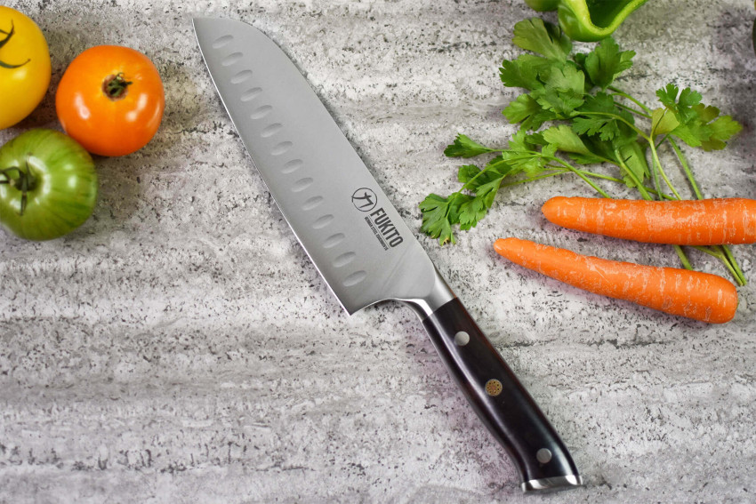 Couteau Fukito Ebène X50 Santoku lame 18cm