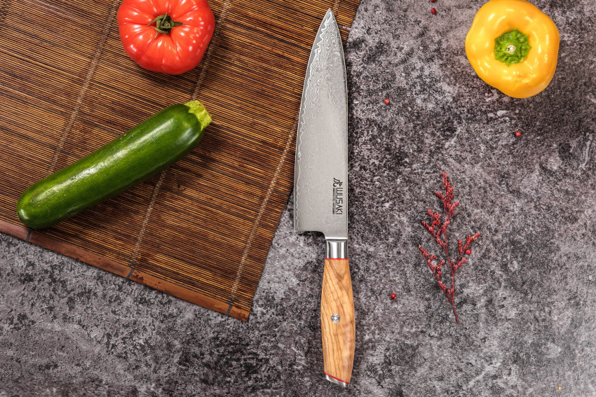 Couteau Wusaki Fujiko 10CR Chef lame damassée 20cm
