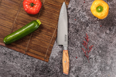 Couteau Wusaki Fujiko 10CR Chef lame damassée 20cm