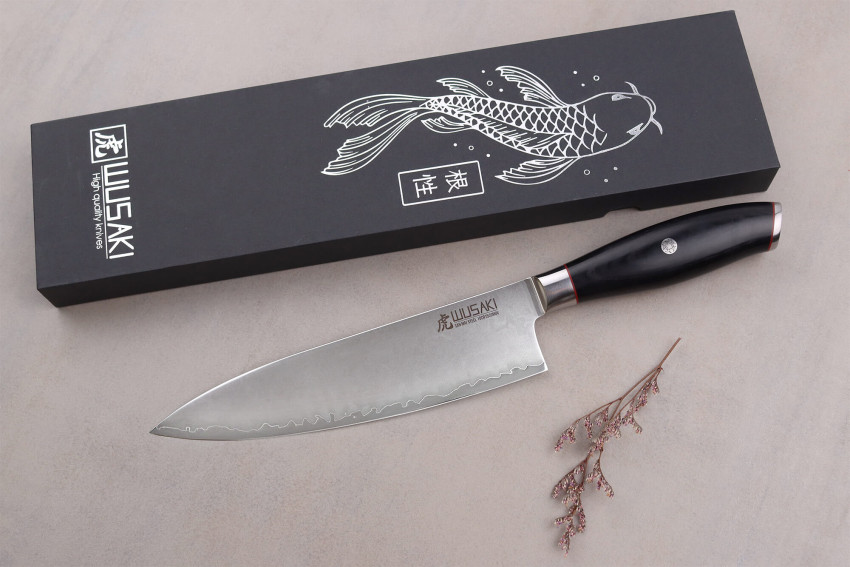 Couteau Wusaki Fujiko Black 10CR - Chef lame San Maï 20cm