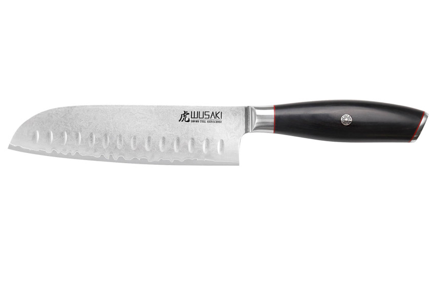 Couteau Wusaki Fujiko Black 10CR - Santoku lame alvéolée San Maï 18cm