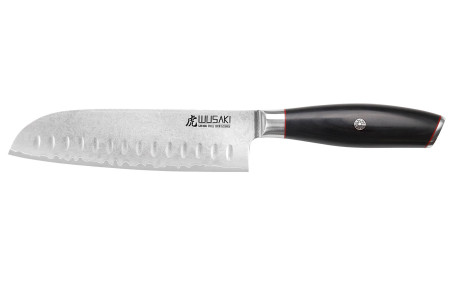 Couteau Wusaki Fujiko Black 10CR - Santoku lame alvéolée San Maï 18cm