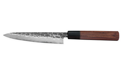 Couteau de cuisine Sayuto Séquoia San Mai Universel lame martelée 15cm