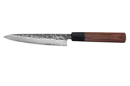Couteau de cuisine Sayuto Séquoia San Mai Universel lame martelée 15cm