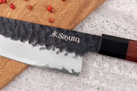 Couteau de cuisine Sayuto Séquoia San Mai Chef martelé 21cm