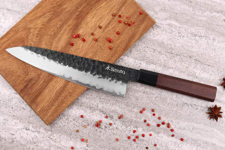 Couteau de cuisine Sayuto Séquoia San Mai Chef martelé 21cm