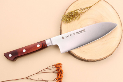 Couteau de cuisine japonais Satake Cutlery Brown Pakka Santoku 17cm 2