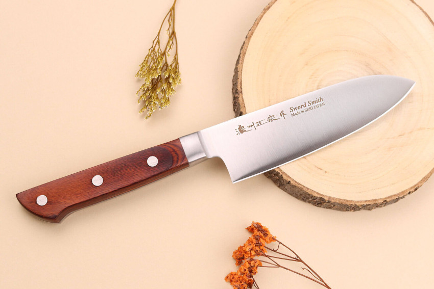 Couteau de cuisine japonais Satake Cutlery Brown Pakka Santoku 15cm